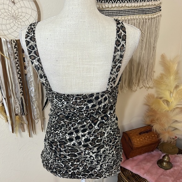 Leopard Print Mesh Ruched Top with Diamond accessories by Express/ Size Medium - Picture 7 of 9